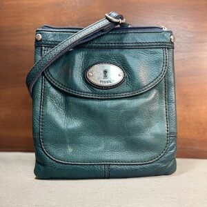 Fossil Keyhole Green Leather Mini Crossbody Bag